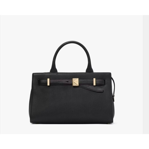 KATE SPADE NY Deco leather medium satchel crossbody bag - BLACK - Picture 1 of 14